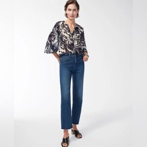 Classic High-Rise Straight Leg Jeans in Dark Blue